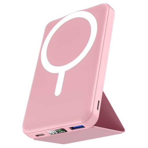 podoru for MagSafe Power Bank 10000 mAh, Foldable Magnetic Portable Charger - color: Pink