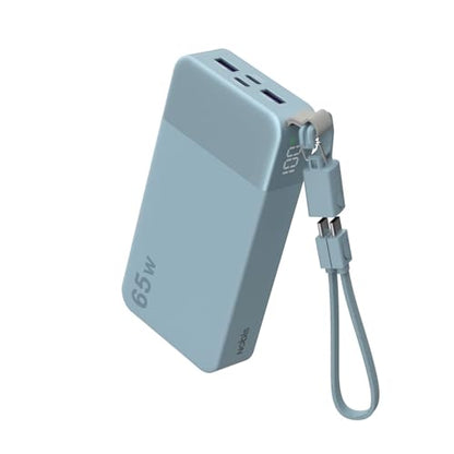 NOBIS Portable Charger 20000mAh 65W Power Bank w/Detachable Cable - color: Blue