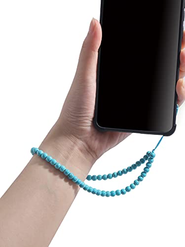 Natural Semi-Precious Gem Stones Beaded Phone Charm - style: Turquoise