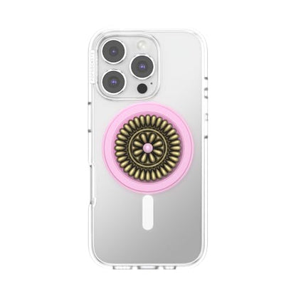 PopSockets Phone Grip for MagSafe, Magnetic Holder- Stamped Pink - color: Enamel Stamped Pink, style: MagSafe
