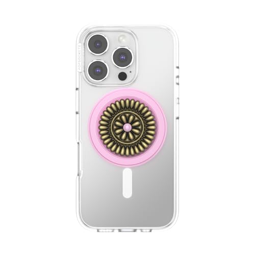 PopSockets Phone Grip for MagSafe, Magnetic Holder- Stamped Pink - color: Enamel Stamped Pink, style: MagSafe