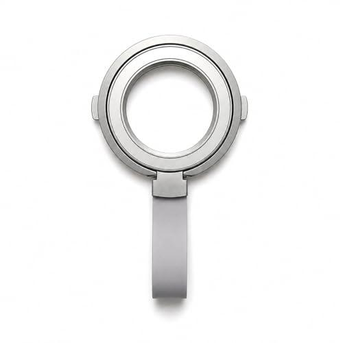 Magnetic Phone Grip Holder for MagSafe, 360° Rotating Ring Stand Kickstand with Silicone Finger Strap, Strong Magnetic Phone Holder for iPhone 17/16/15/14/13/12 & Android (Silver White) - color: Silver White