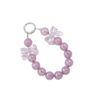 Bow Phone Chain Wrist Strap, Cute Iphone Cellphone Case Wristlet Keychain - color: Purple
