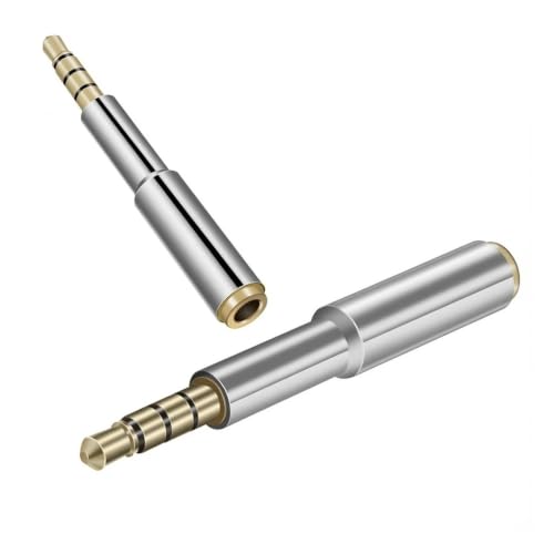 3.5mm 4-Pole Audio Jack Extender, Silver Headphone Adapter | Slim Case-Friendly Design