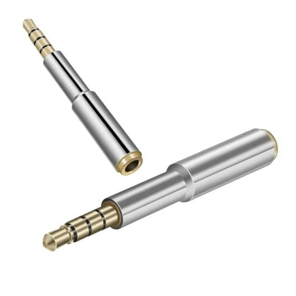 3.5mm 4-Pole Audio Jack Extender, Silver Headphone Adapter | Slim Case-Friendly Design