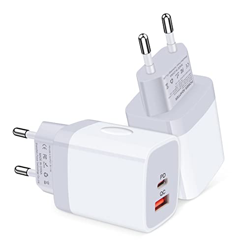 European Travel Plug Adapter, 2-Pack 2 Port International Plug Adapter Europe Travel Adapter USB C Wall Charger European for iPhone 17 16 15 14 13 12 11 Pro Max XR XS,iPad,Samsung Galaxy A17,Pixel 10 - color: Beige