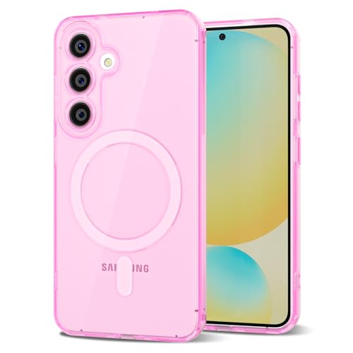 Svanove for Samsung Galaxy S24 FE Case Clear Compatible with Magsafe Silicone, Transparent Thin Magnetic Mag Safe Case Cute, Girly Aesthetic Trendy Slim Hard Rubber Camera Cover Protection, Light Pink - color: Clear Pink, size: S24 FE