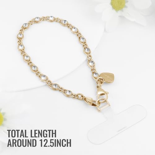 Phone Charm Strap Detachable Wrist Strap For iPhone Anti Theft Strap Phone Chain Wristlet - color: Lightgold