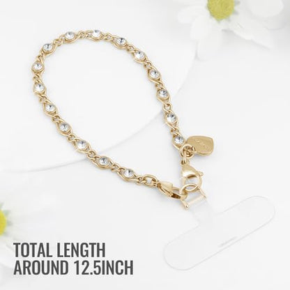 Phone Charm Strap Detachable Wrist Strap For iPhone Anti Theft Strap Phone Chain Wristlet - color: Lightgold