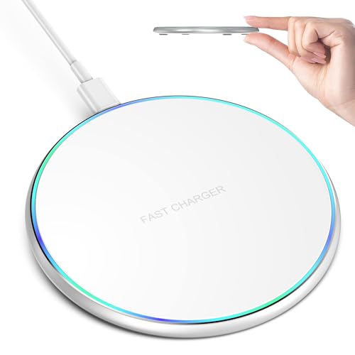 Wireless Charger Compatible with iPhone 17 16 15 14 13 12 11 Pro Max/Mini/Plus/XR/X/8, 15W Max Fast Wireless Charging Pad Mat for Samsung Galaxy S23/S22/S21/S20/S10, Galaxy Buds - color: White 1 Pack