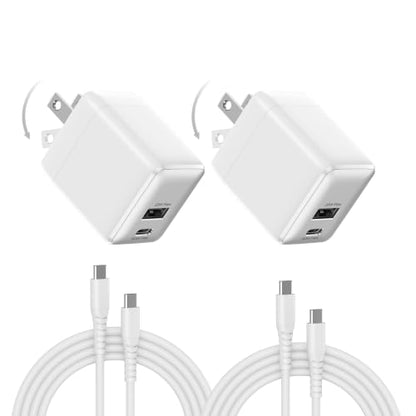 wegear 30W Fast Charger, Dual Port USB C Wall Charger with Foldable Plug - color: White, size: 2 Packs+2 Cables