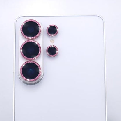 for Samsung Galaxy S26 Ultra Camera Lens Protector, Bling Glitter Metal Ring Tempered Glass Lens Cover Accessories (Pink) - color: Pink