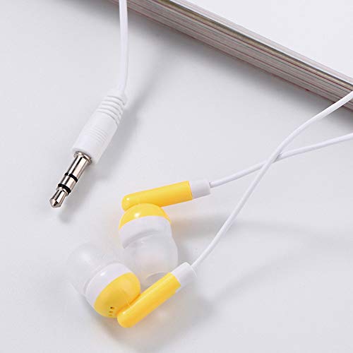 CN-Outlet Wholesale Earbuds Bulk Headphones Individually Bagged 50 Pack for iPhone, Android, MP3 Player for Schools, Libraries, Hospitals (Yellow) - color: Yellow