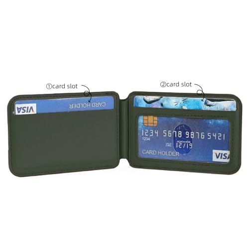 Magnetic Wallet for Mag-Safe with Adjustable Stand, 5 Card Holder, RFID Blocking,Upgraded Leather Card Holder Wallets Compatible with iPhone 17 16 15 14 13 12 Series - color: green folding support