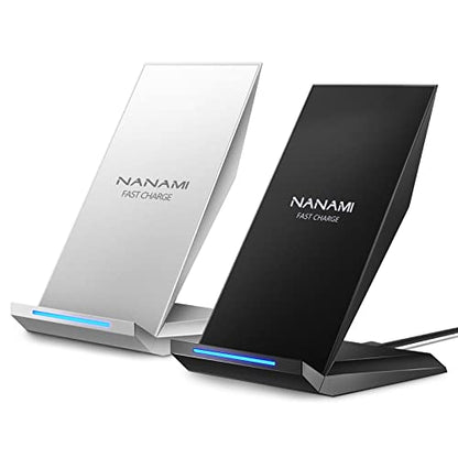 Fast Wireless Charger, [2 Pack] NANAMI Wireless Charging Stand for iPhone 16/16 Plus/16 Pro/16 Pro Max/15/14/13/12, Phone Charger Dock for Samsung Galaxy S26/S26+/S24/S24 Ultra/S23/S22/S21, Pixel 6/5 - color: Black/Silver