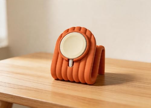 Wireless Charging Stand Compatible with Apple Watch, MagSafe Charger Compatible, Compact Dock for All Series, Apple Watch Wireless Charging Stand (Orange) - color: Orange