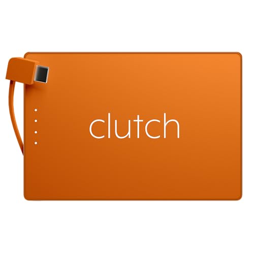 Clutch - Pro USB-C Portable Charger - Compatible with iPhone 15, 16, 17 & Android Devices - Power Bank Magnetic Battery - TSA Travel Approved - USB Rechargeable - Built-in Cable - 5000 mAh - 3.7oz - color: Orange