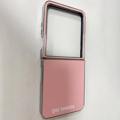 Case for Motorola Razr 2025/2024 Leather case,[Front Screen Privacy Film] Electroplating Frame,Full Body Protection Non-Slip Shockproof Folding Mobile Phone case,Pink