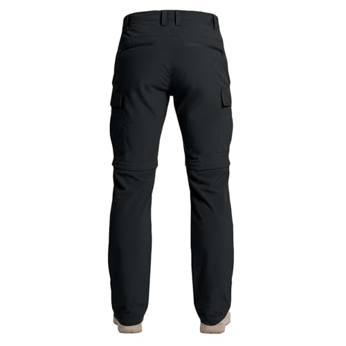 Mens Cargo Pants Convertible Zip-Off Waterproof Work Pants Lightweight with Multi Pockets Stretch Tactical Hiking Pant - color: 12#black, size: X-Large