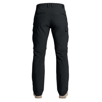 Mens Cargo Pants Convertible Zip-Off Waterproof Work Pants Lightweight with Multi Pockets Stretch Tactical Hiking Pant - color: 12#black, size: X-Large