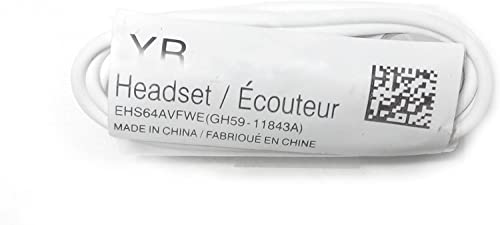 Samsung EHS64AVFWE 3.5mm Stereo Headset with Remote and Mic - Original OEM - Non-Retail Packaging - White (with Cleaning Cloth)