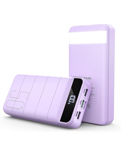 Power Bank, 50000mAh 22.5W with USB-C Fast Charging Portable Charger - color: Purple