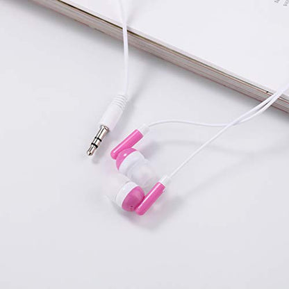 CN-Outlet Wholesale Earbuds Bulk Headphones Individually Bagged 50 Pack for iPhone, Android, MP3 Player for Schools, Libraries, Hospitals (Pink) - color: Pink