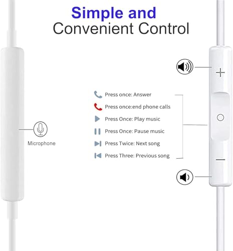 Earbuds Wired [Clear Call], [MFi Certified] 3.5mm Headphones with Microphone Volume Control HiFi Stereo Ear Buds for iPhone/iPad/Kindle/Weather Radio [6Pack]