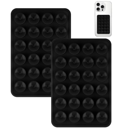Yojaro 2 Pack Silicone Suction Phone Case Mount, Silicon Adhesive Smartphones Stand Sticky, Non Slip Suction Cup, Hands-Free Phone Accessories Holder for Selfies and Videos Black - color: Black