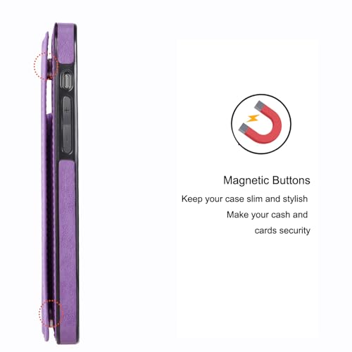 Wallet Case for iPhone 16 Plus,Slim Protective case with Card Holder,Embossed Butterfly Premium PU Leather Kickstand Case with 1 Screen Protective Glass Cover 6.7"-Purple - color: Purple-F, size: iphone 16 Plus 6.7"