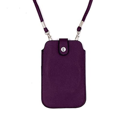 Leather Neck Pouch for Phone (Style 2) - Purple - color: Purple