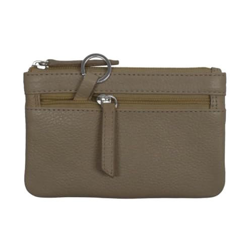 ili New York Leather Mini Compact Coin Purse - Taupe - color: Taupe