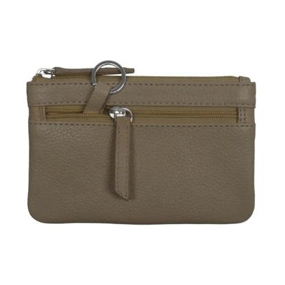 ili New York Leather Mini Compact Coin Purse - Taupe - color: Taupe