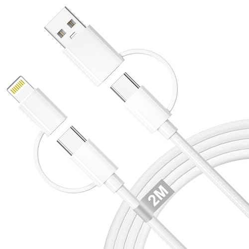 Multi Charger Cable 4 in 1 Fast Charging, USBC to USBC Cable 60W iPhone Charger cable 6.6FT Lightning cable USB C/USB A to Lightning, USB C/USB A to Usb c iPhone Lead Wire Cord for iPhone,iPad,Samsung