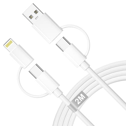 Multi Charger Cable 4 in 1 Fast Charging, USBC to USBC Cable 60W iPhone Charger cable 6.6FT Lightning cable USB C/USB A to Lightning, USB C/USB A to Usb c iPhone Lead Wire Cord for iPhone,iPad,Samsung