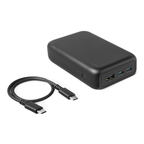 Amazon Basics High-Capacity Portable Charger Power Bank with 3-Port Output, 20,000 mAh, Black - style: 20000 mAh