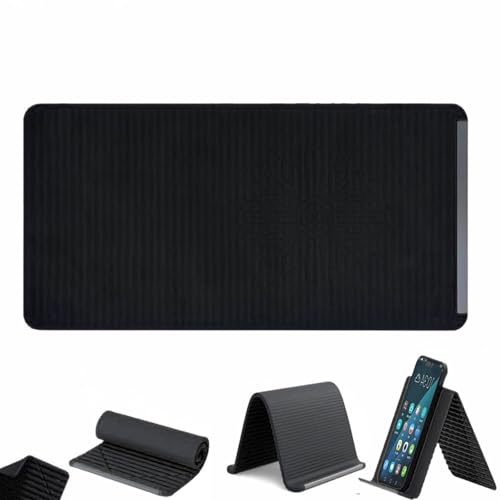 Flexible Silicone Phone Stand with Aluminum,Adjustable Foldable Silicone Phone Stand, Portable Multi-Angle Anti-Slip Holder for Phones, Tablets, Rollable Design for Home or Office (Black)