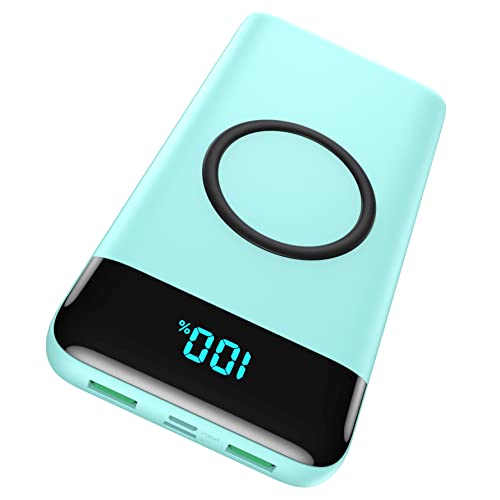 Wireless Portable Charger 30,800mAh,15W Wireless Charging USB C Power Bank,25W PD QC 4.0 Fast Charging 4 Outputs Travel Essentials Battery Pack Compatible with iPhone 17/16/15/14,Galaxy,Android-Green - color: Green