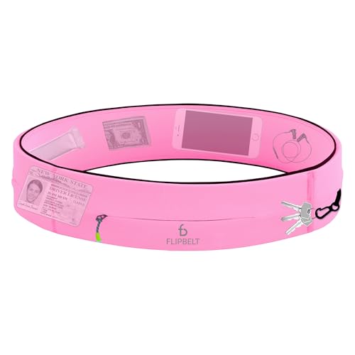 FlipBelt Zipper Running Belt, Waist Pack for Fitness and Running, US Company - color: Girly Pop Pink, size: Small