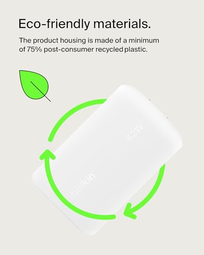 Belkin 42W USB C and USB A Charger Block, Lightning Cable Included - style: Includes C-Lightning Cable