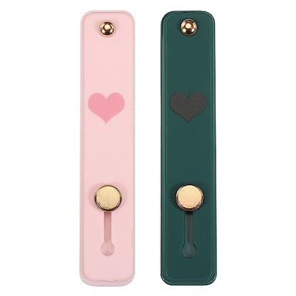 MECCANIXITY 2 Pcs Phone Loop Finger Holder Silicone Phone Strap Grip Holder Cell Phone Grip Stand for Most Smartphones Bright Pink,Dark Green - color: Bright Pink,Dark Green