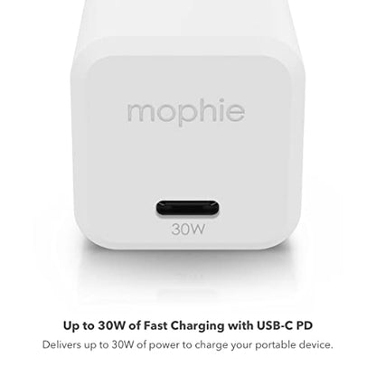 mophie Speedport 30W GaN USB-C Fast Wall Charger | Compact Foldable Prongs | 30 Watt - White - color: White, style: 30W