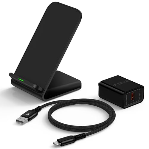 15W Wireless Charger Stand Fast Charging Desk Wireless Charging Station - color: Black