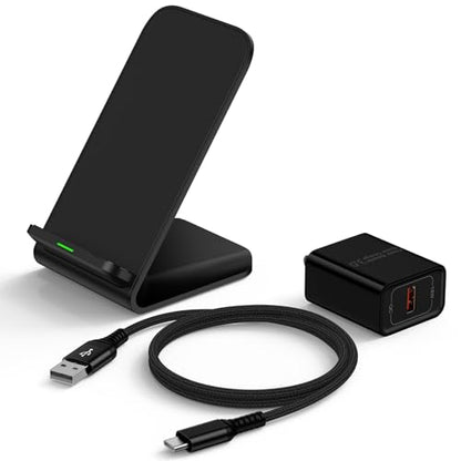 15W Wireless Charger Stand Fast Charging Desk Wireless Charging Station - color: Black