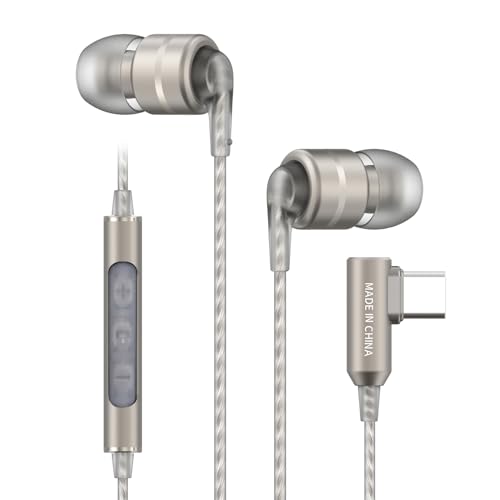 SoundMAGIC E80D Digital USB C Headphones - Type C Wired Earbuds with Microphone HiFi Stereo Earphones Powerful Bass Noise Isolating Compatible with Android Device, Gunmetal