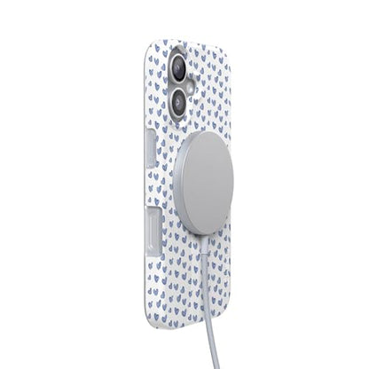 Casely iPhone 17 Case | Lovebug | Blue Hearts | Compatible with MagSafe | Classic Ultra Slim Design - color: Lovebug | Blue Hearts