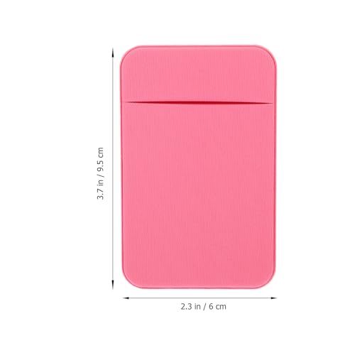 Amosfun 2pcs Pink Elastic Stretch Fabric Phone Back Pocket Card Holder Sticky Wallet for Small Cards Credit Pouch Compatible with Mobile Phones Self-adhesive Sleeve for Travel and Daily