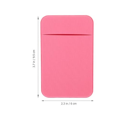 Amosfun 2pcs Pink Elastic Stretch Fabric Phone Back Pocket Card Holder Sticky Wallet for Small Cards Credit Pouch Compatible with Mobile Phones Self-adhesive Sleeve for Travel and Daily
