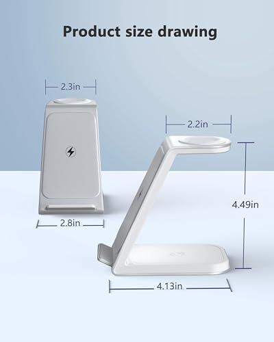 15W Fast Wireless Charging Station,Compact Size, Dual Coil Multi-Angle Charging Compact Size, for Galaxy Phone/Watch/Buds(Silver)