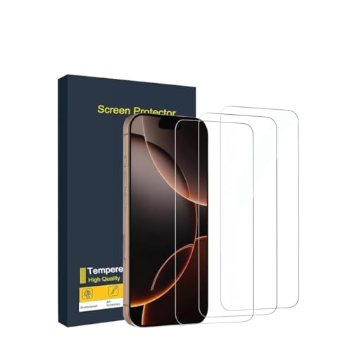 Screen Protector for iPhone 15, Tempered Glass, Case-Friendly, Bubble-free, 3 Pack, Anti-Scratch HD Display Protection